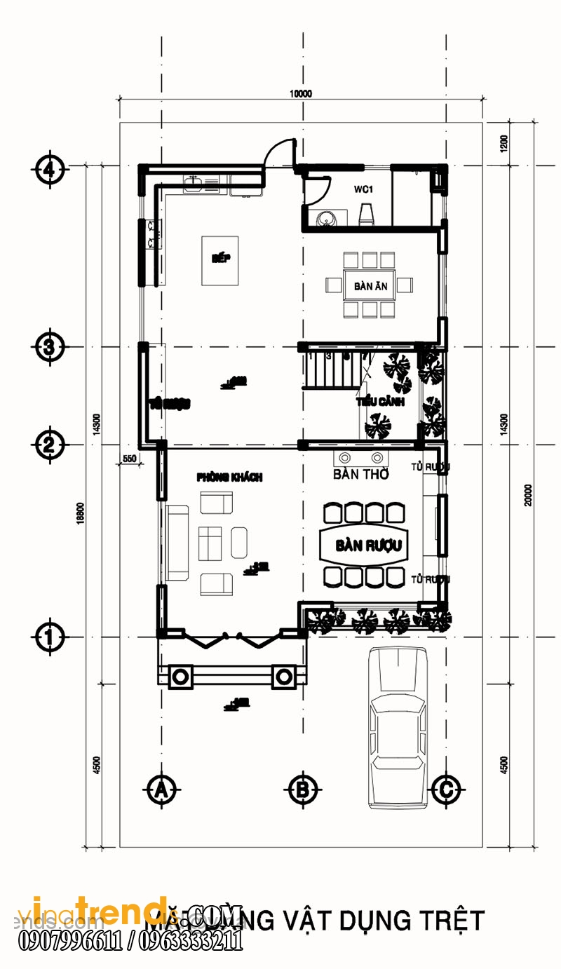 mat bang biet thu 2 tang 140m2 2 Mẫu biệt thự 2 tầng mái thái hiện đại 10x15,5m chuẩn phong thủy thuận lợi làm ăn