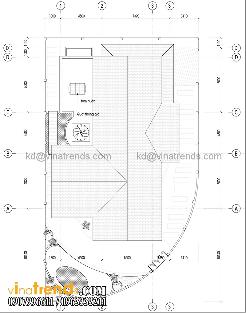 mat bang biet thu 2 tang dep co san vuon 1 Mẫu thiết kế biệt thự tân cổ điển 2 tầng đẹp 12,8x18,6m càng ngắm càng mê   BT260615A