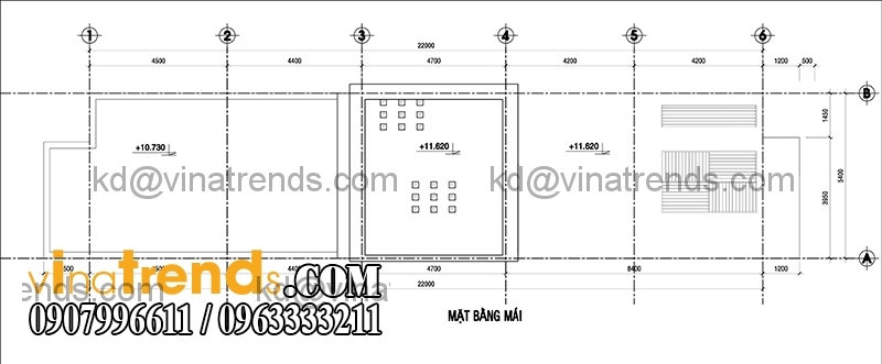 ban ve mau thiet ke nha pho 2 tang hien dai mat tien 54m 1 Thiết kế nhà phố 2 tầng đẹp 5,4x22m có sân thượng hiện đại   NP140715C