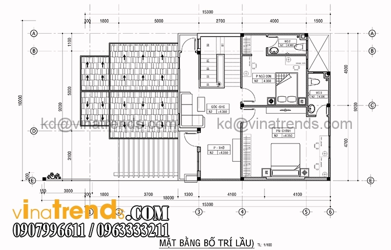 mat bang biet thu 2 tang 10x15 3 Mẫu nhà mái thái 2 tầng kiểu nông thôn 120m2 ở An Giang