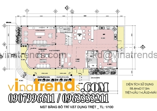 tang tret Thiết kế biệt thự 2 mặt tiền đẹp 8x18m chất lượng cuộc sống   BT110815A