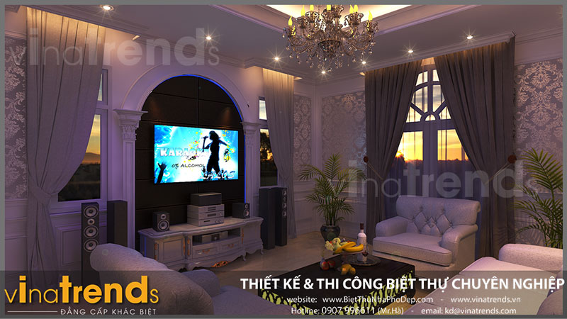 thiet ke phong karaoke Ngắm nhìn mẫu thiết kế nhà đẹp 133m2 của gia đình 3 thế hệ anh Bằng Bình Dương   ND051015A