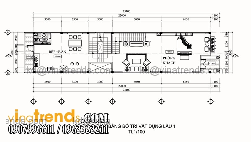 ban ve thiet ke nha pho 3 tang hien dai dien tich 695m2 3 Ngắm mẫu thiết kế nhà ống đẹp 3 tầng 5x13,9m anh Tân Bình Phước   NO160216