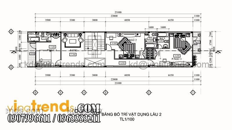 ban ve thiet ke nha pho 3 tang hien dai dien tich 695m2 4 Ngắm mẫu thiết kế nhà ống đẹp 3 tầng 5x13,9m anh Tân Bình Phước   NO160216