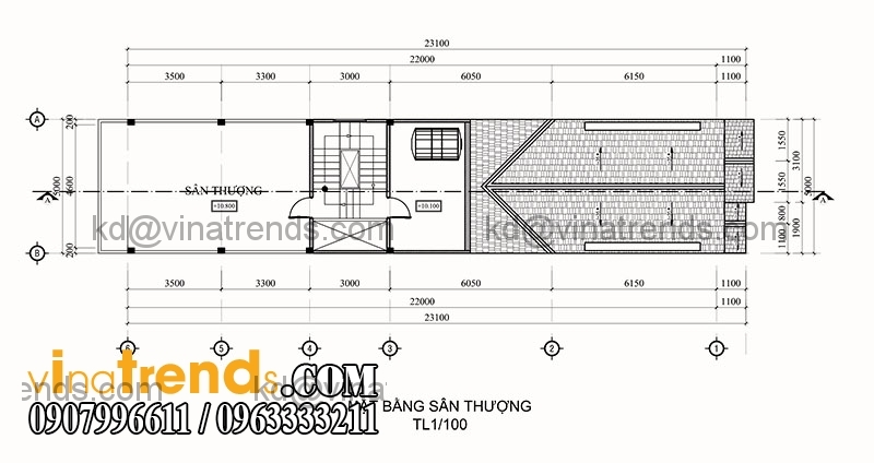 ban ve thiet ke nha pho 3 tang hien dai dien tich 695m2 5 1 Ngắm mẫu thiết kế nhà ống đẹp 3 tầng 5x13,9m anh Tân Bình Phước   NO160216