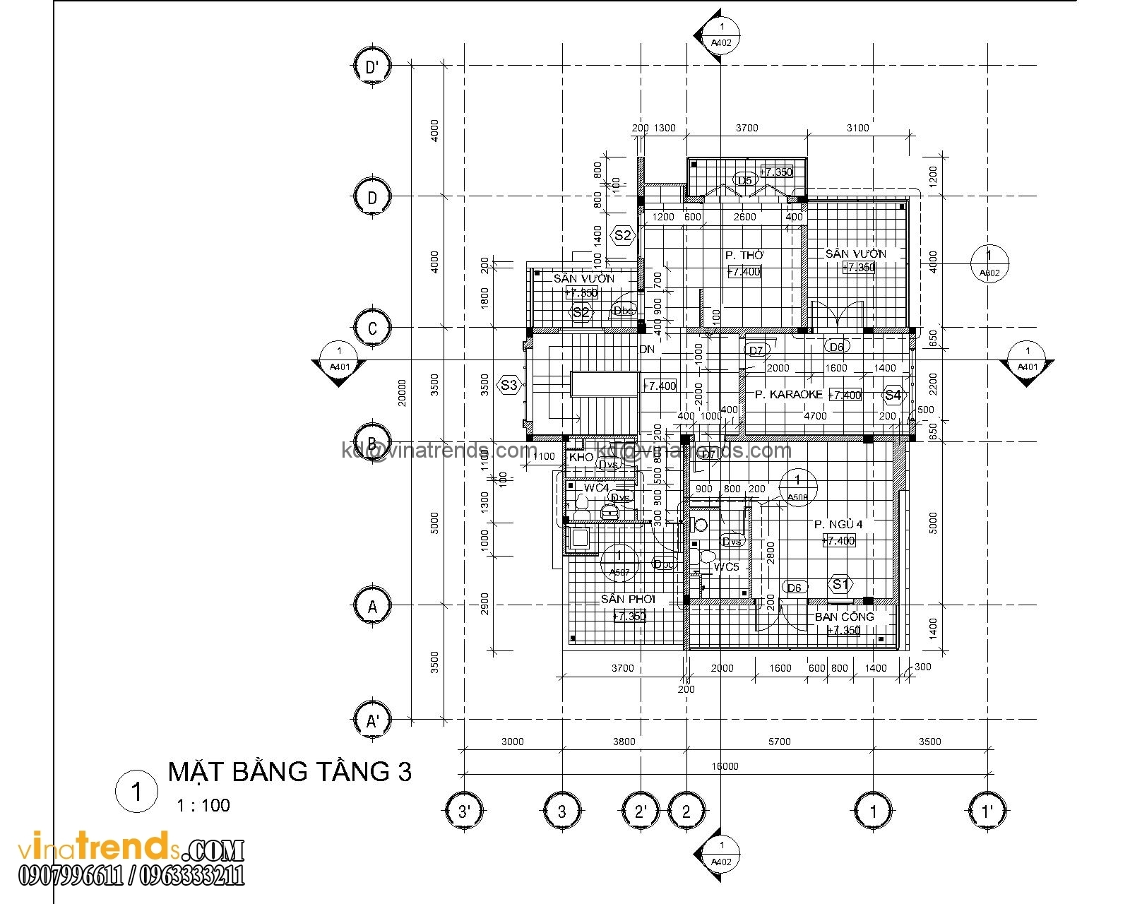 mat bang biet thu hien dai 3 tang 18x20m 8 Mẫu biệt thự đẹp 3 tầng hiện đại 18x20m chỉ muốn ở nhà của gia đình chú Tuấn ở Nha Trang