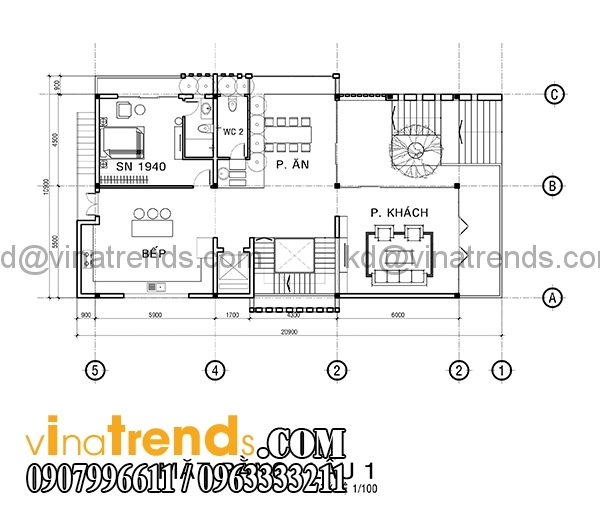 mb1 3 Bản vẽ biệt thự 4 tầng hiện đại 10x20m có hầm ô tô mái lệch phong cách