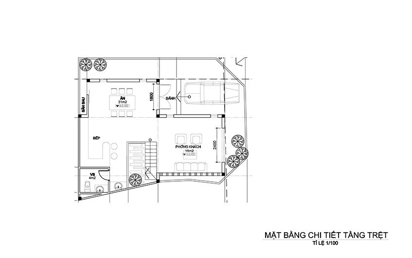 mat bang thiet ke biet thu 2 tang 1 tum 2 mat tien 5 Mẫu biệt thự 2 tầng 1 tum 2 mặt tiền 10x12m hiện thực giấc mơ an cư cao cấp nhà anh Vũ