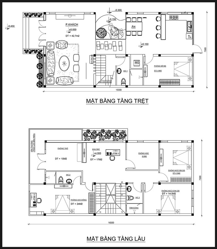 mat bang biet thu 2 tang hien dai 75m ngang 15m 50 khong gian xanh chi hy o dak lak Chốt mẫu nhà đẹp 2 tầng mặt tiền 7,5x15m hơn 50% không gian xanh ở Dak Lak