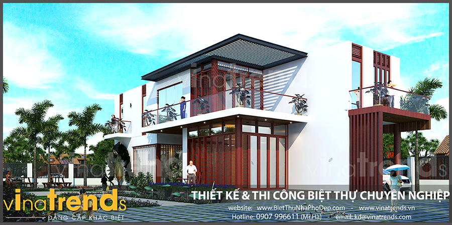 mau biet thu 2 tang mini dep nhat hien nay vinatrends thiet ke 2 Mẫu biệt thự nhà vườn 2 tầng gần 500m2 ngỡ là Tây đáng giá triệu đô ở Phú Quốc