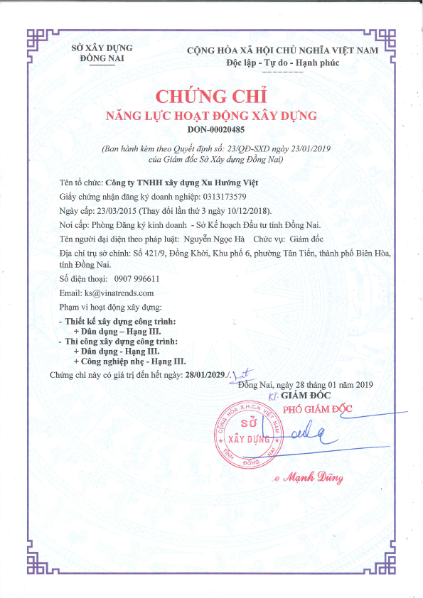 chung chi xay dung VINATRENDs KHÁC BIỆT GÌ TRONG THI CÔNG NHÀ PHỐ   BIỆT THỰ?