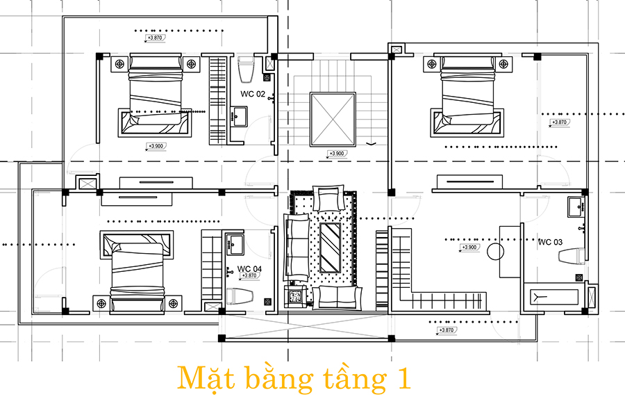 l1 Mẫu nhà biệt thự 3 tầng hiện đại 8,5m dài 16,5m có sân vườn rộng chứa bao ân tình dành cho gia đình ở Long Thành