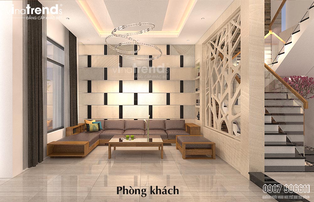 thiet ke phong khach hien dai go cong nghiep 1 10 mẫu biệt thự mini đẹp dưới 100m2/sàn có bản vẽ 3D + nội thất đã thi công rất chất lượng