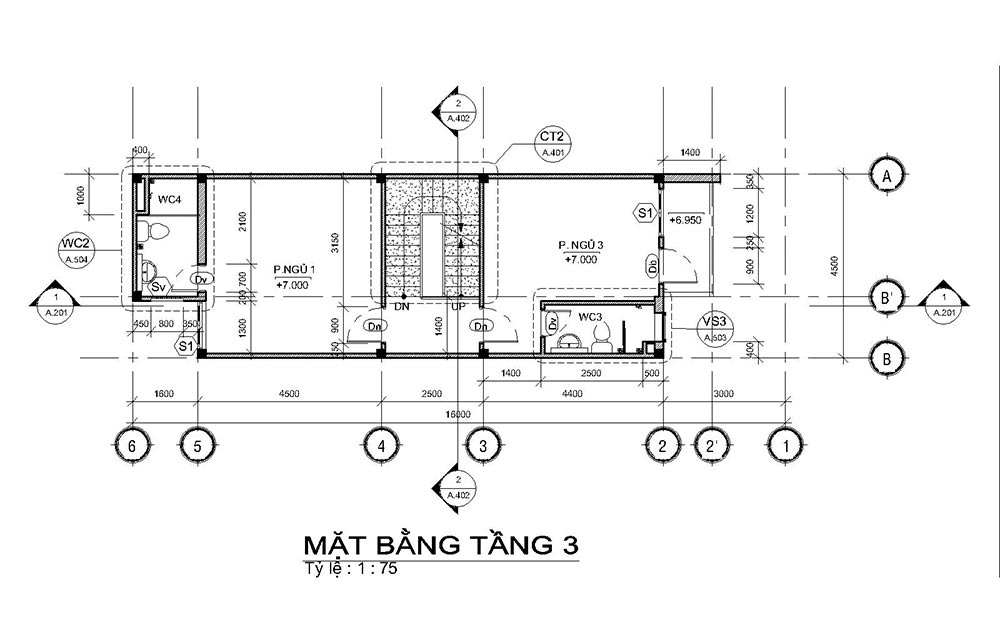 mat bang mau nha ong mat tien 45m 4 tang 3 Mẫu nhà ống mặt tiền 4,5m 4 tầng dài 16m tất cả các phòng điều rộng thoáng mát ở Quận 7