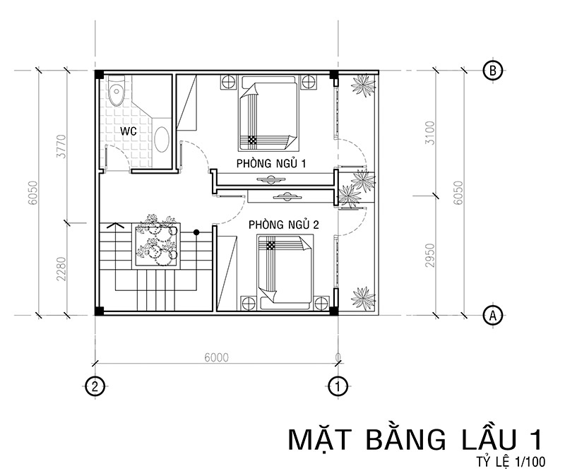 mat bang lau 1 mau nha vuon 4 tang mat tien 6m Mẫu nhà vuông 4 tầng đẹp mặt tiền 6mx7,5m ở Bình Thạnh