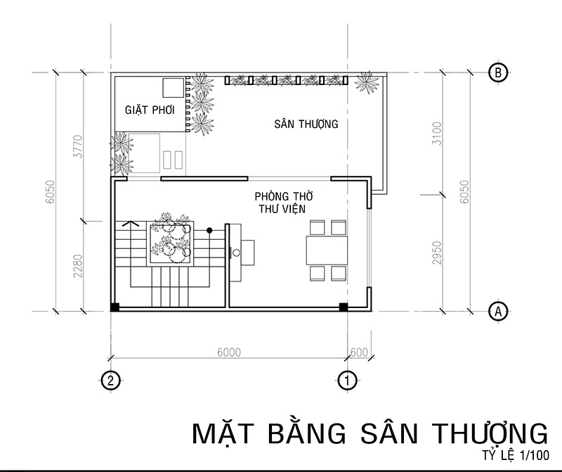 mat bang lau 3 mau nha vuon 4 tang mat tien 6m Mẫu nhà vuông 4 tầng đẹp mặt tiền 6mx7,5m ở Bình Thạnh