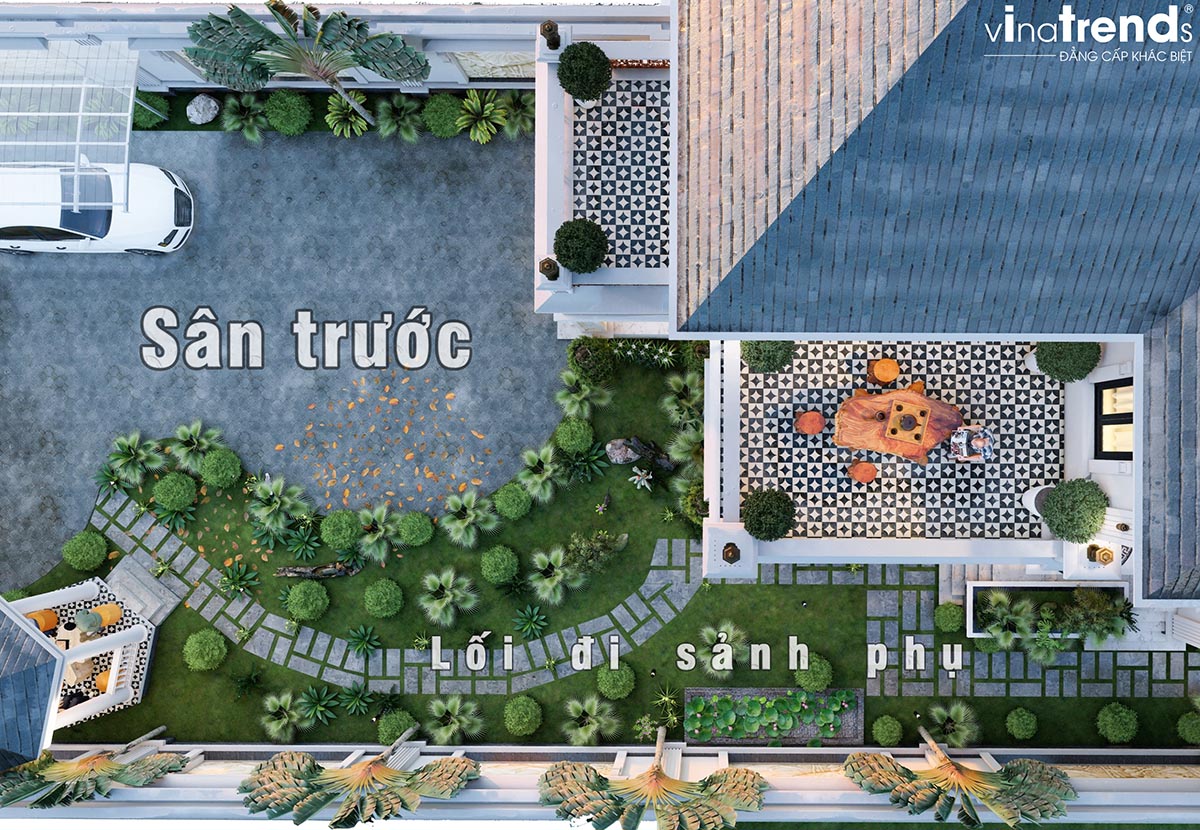 san vuon truoc biet thu dep nhat Mẫu biệt thự sân vườn 2 tầng 11x19m ở nông thôn mà người thành thị mê mẫn