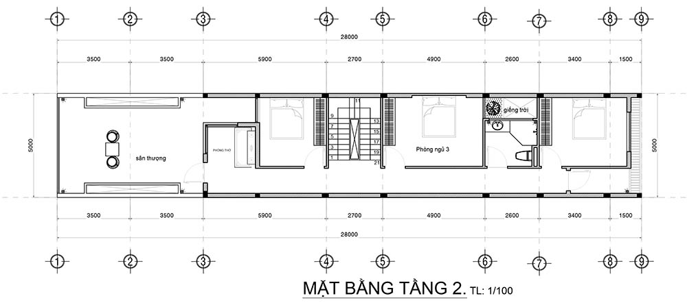 mat bang tang 2 mau nha 2 tang co ham Bản vẽ chi tiết mẫu nhà 2 tầng 1 hầm mái thái 5x21m cho gia đình kinh doanh ở Biên Hoà