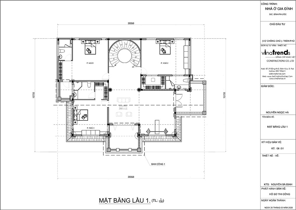 mau biet thu 2 tang mat bang tang 1 Mẫu nhà biệt thự 2 tầng đẹp có hồ bơi 17x20m ngói đỏ chứng tỏ giàu sang của CEO vận tải ở Bình Phước