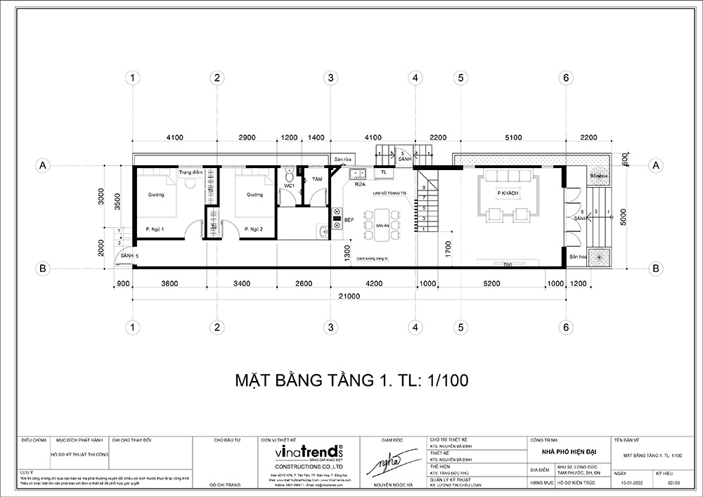 mat bang tang 1 mau nha 2 tang 4 phong ngu Mẫu nhà 2 tầng đẹp 4 phòng ngủ 5x21m có 3 P Án mái chủ nhà khó lòng lựa chọn