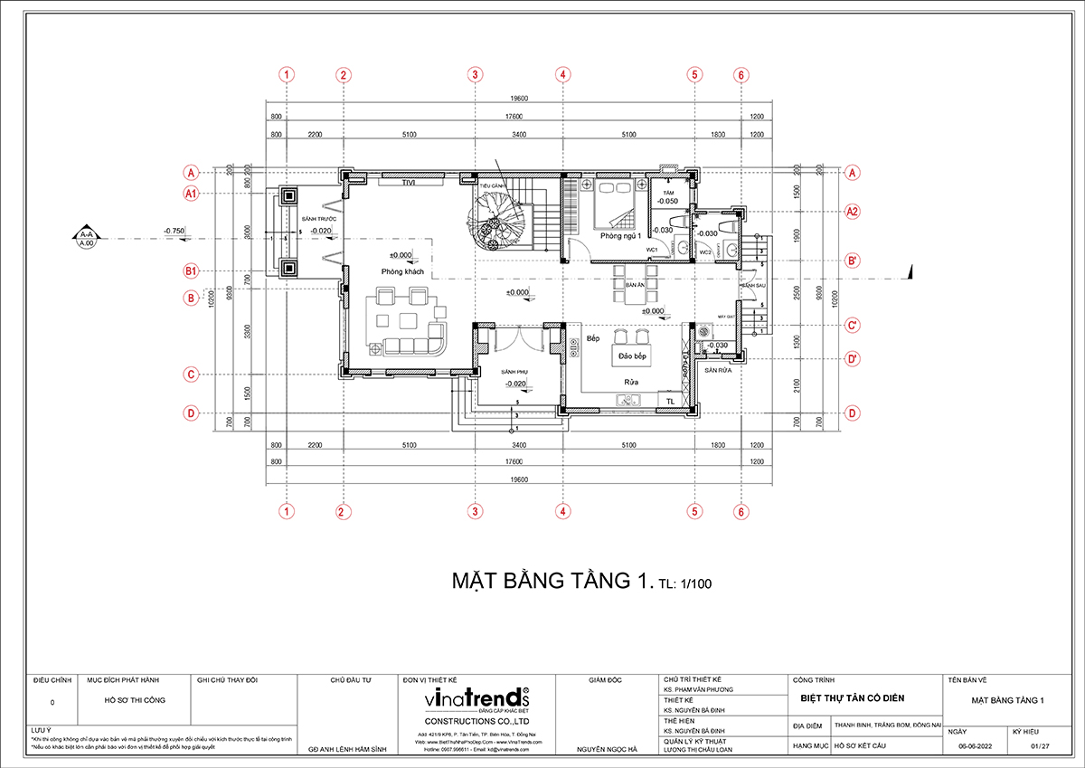 ban ve mat bang biet thu 2 tang 4 phong ngu dep Mẫu biệt thự 2 tầng tân cổ điển có sân vườn đẹp lên từng ngày ở thủ phủ chuối