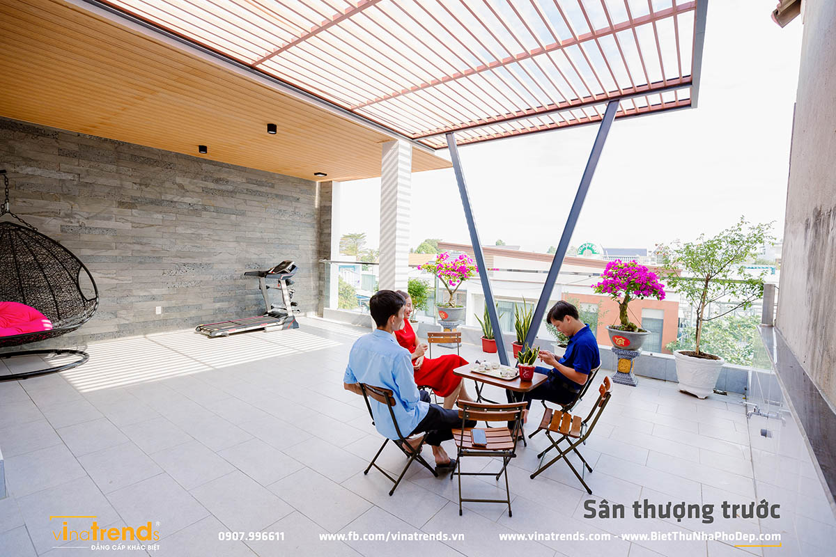 san thuong cho nha pho 3 tang 2 Hình Thực Tế Mẫu Nhà 3 Tầng Mặt Tiền 7m Đẹp Nhờ Thi Công giống 99,99% so với Thiết Kế